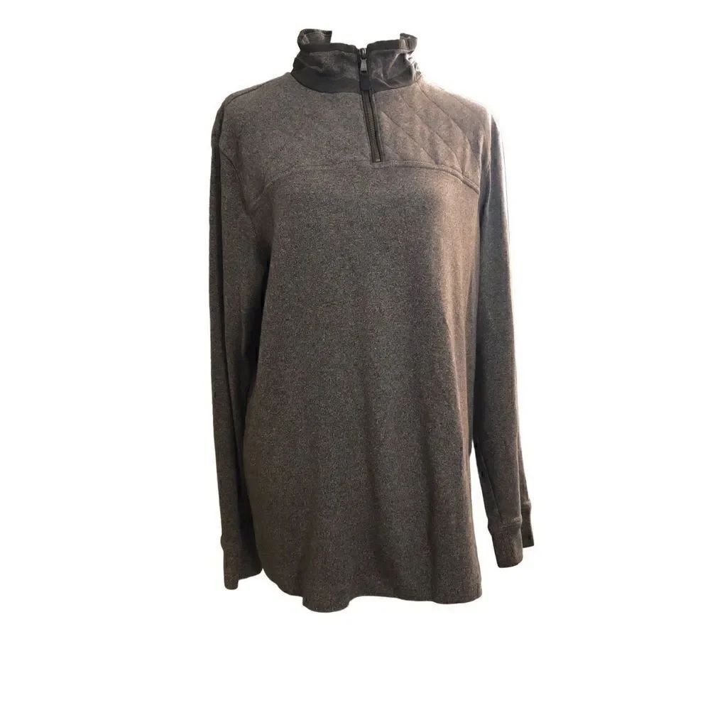 Banana Republic gray pullover with 3/4 zipper and quilted shoulder accent